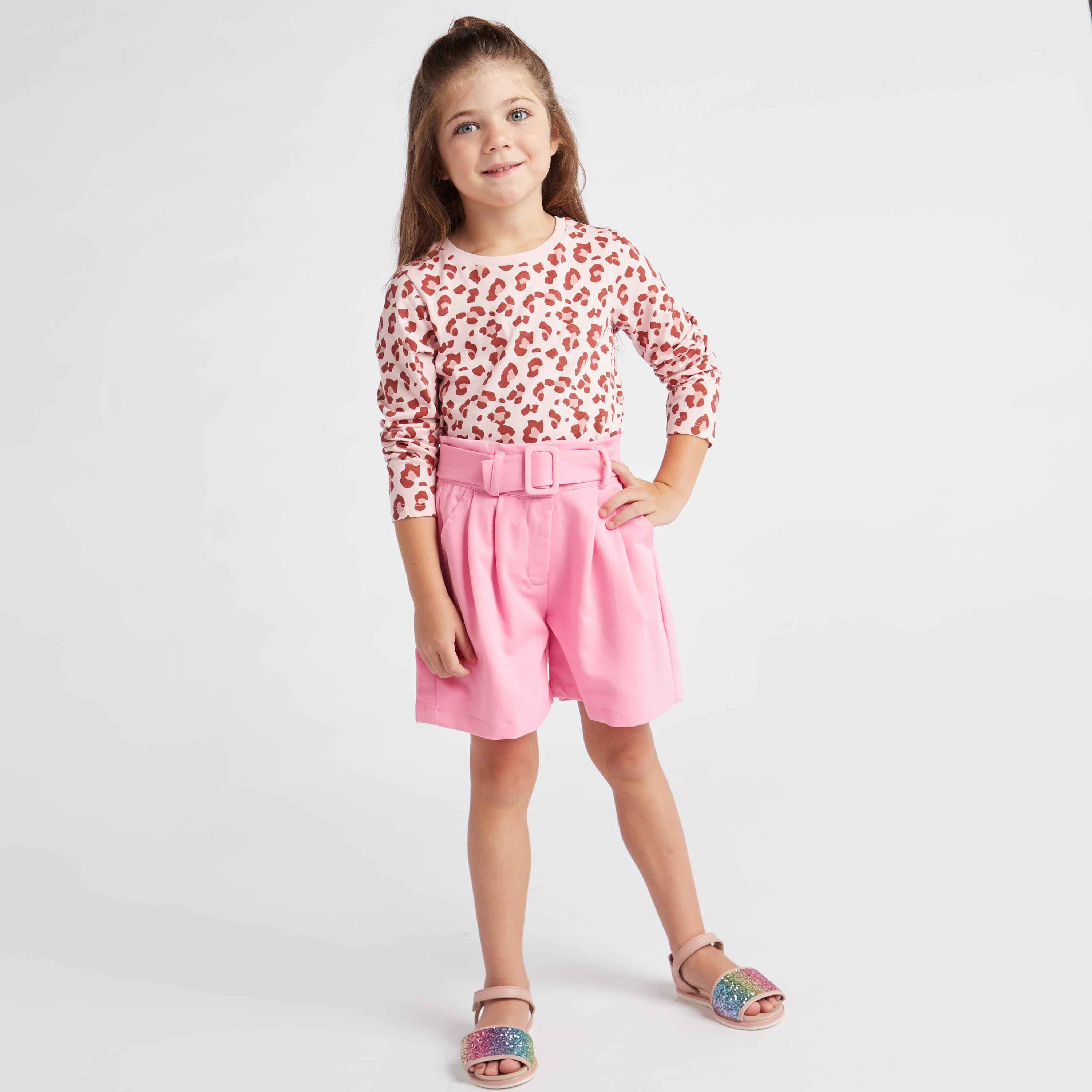 Iconic Solid Woven Pleat Front Shorts with Pockets-girls-clothing-bottoms-shorts-image-2