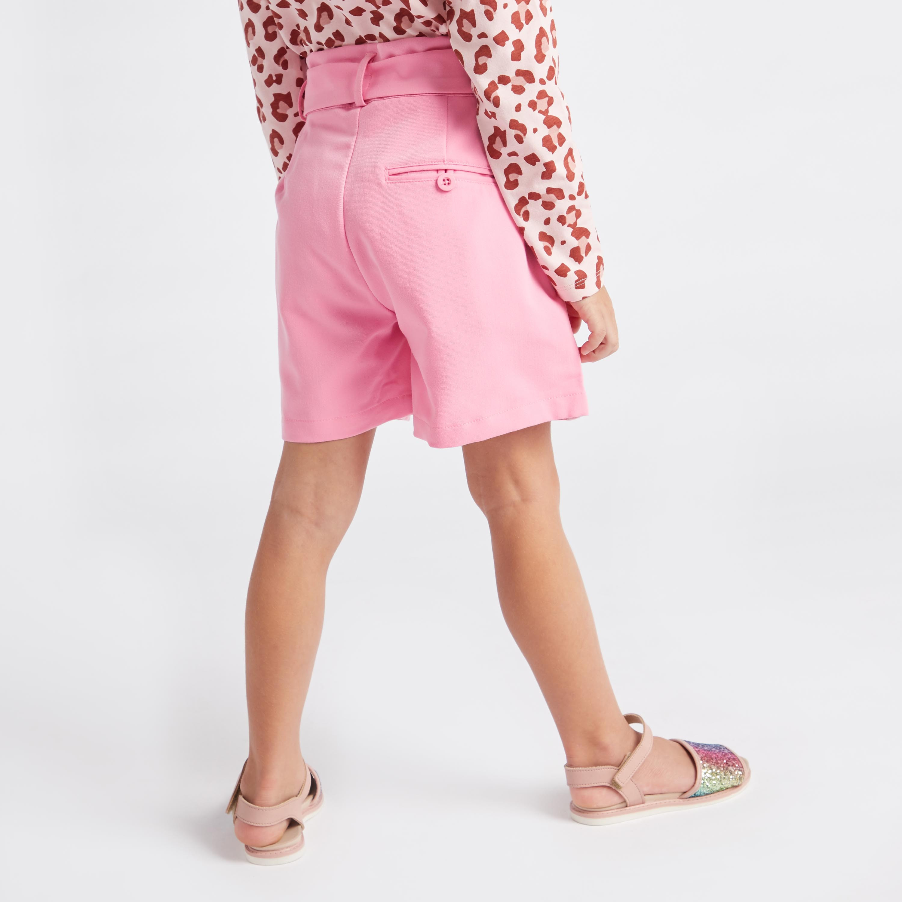 Iconic Solid Woven Pleat Front Shorts with Pockets-girls-clothing-bottoms-shorts-image-4