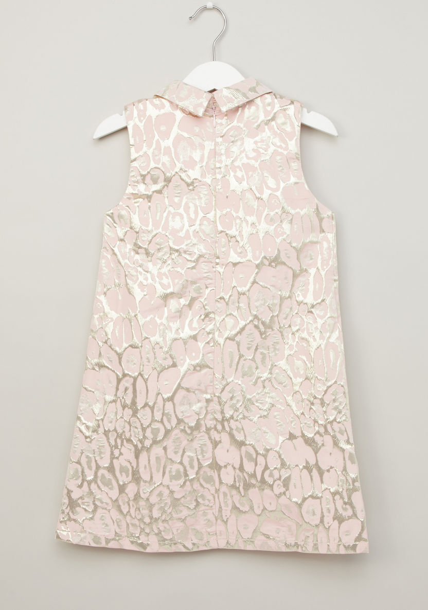 Iconic Textured Sleeveless Dress with Peter Pan Collar-Dresses%2C Gowns and Frocks-image-2