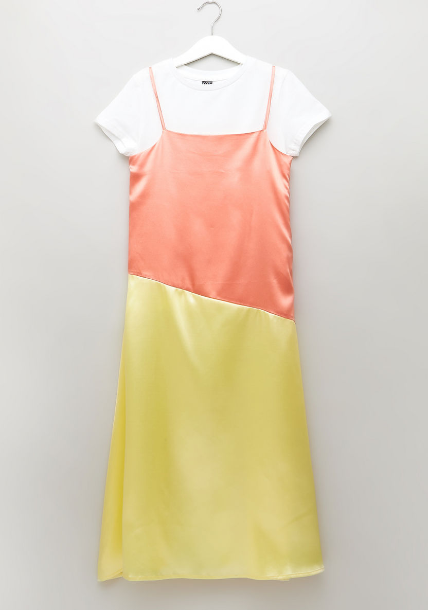 Iconic Colourblock Dress with Short Sleeves T-shirt-Clothes Sets-image-0
