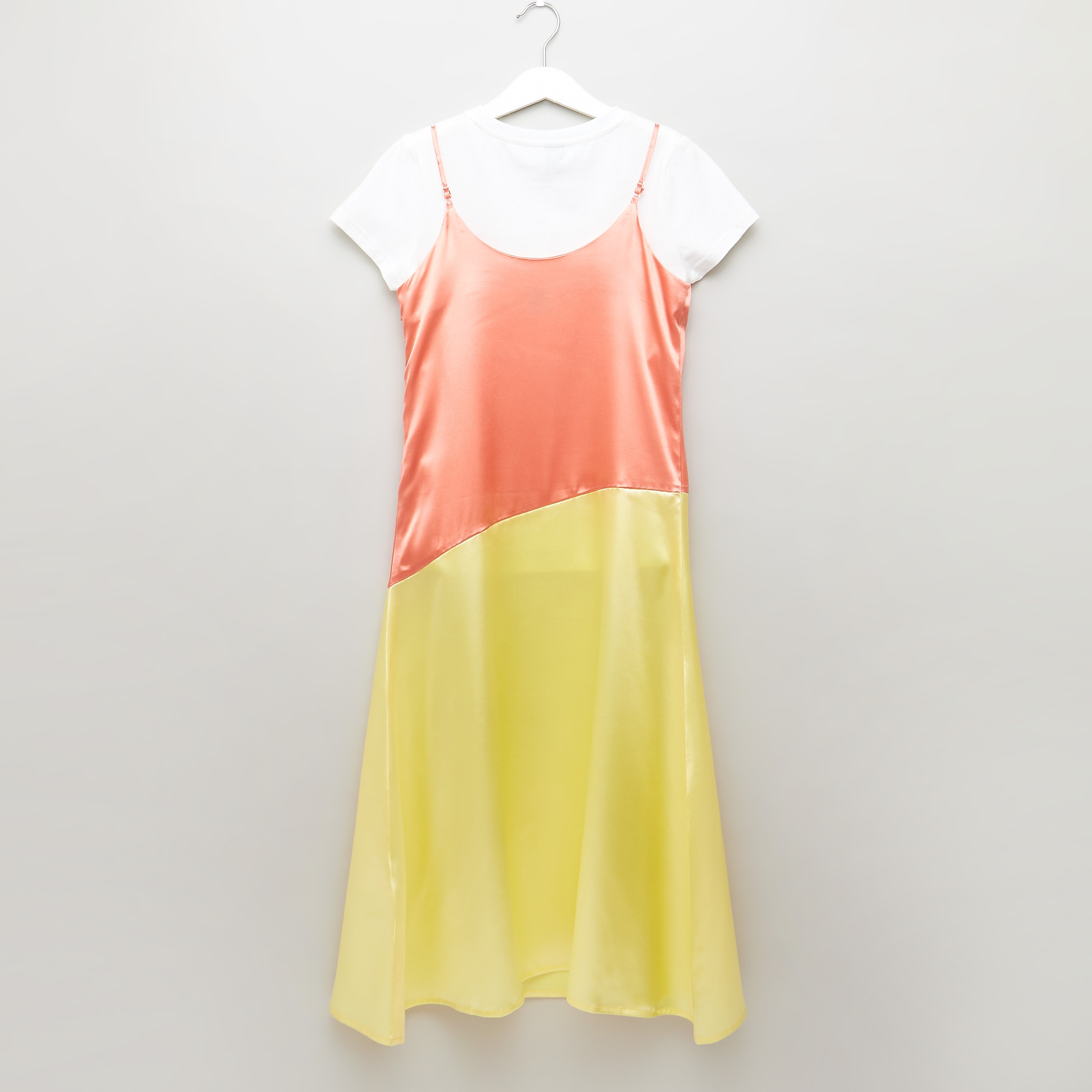 Iconic Colourblock Dress with Short Sleeves T-shirt-girls-clothing-setsandcoords-image-3