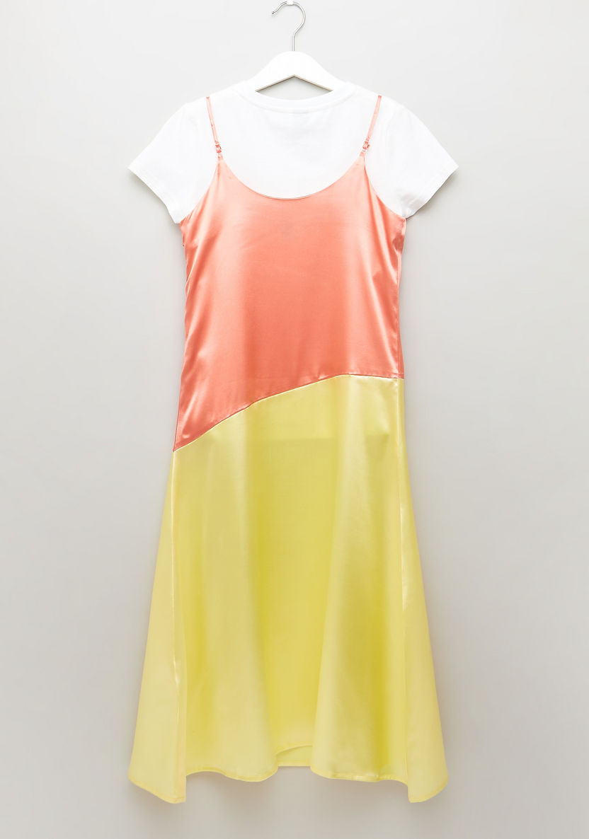 Iconic Colourblock Dress with Short Sleeves T-shirt-Clothes Sets-image-2