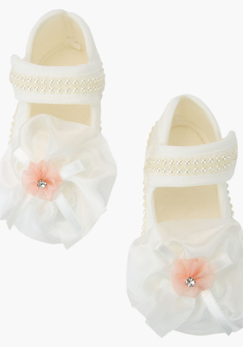 Giggles Embellished Plush Booties with Flower Detail-Party-image-0