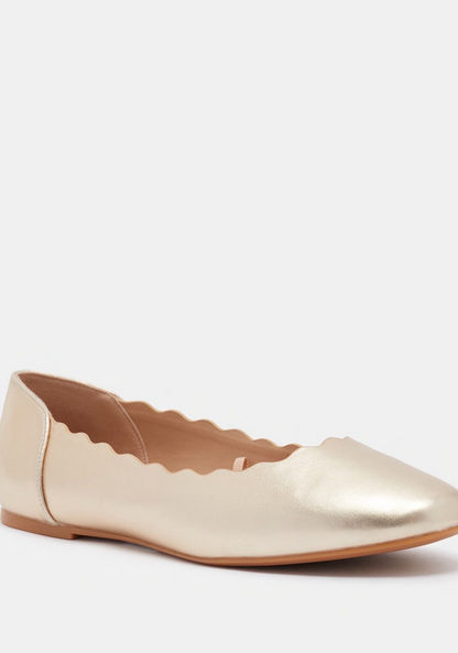 Celeste Women's Slip-On Round Toe Ballerina Shoes with Scallop Detail-Women%27s Ballerinas-image-1