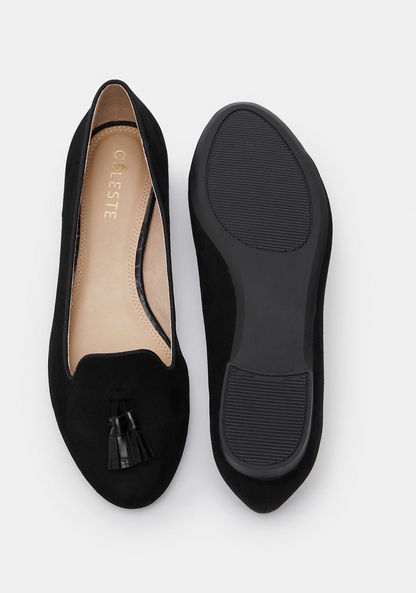 Celeste Women's Slip-On Round Toe Ballerina Shoes with Tassel Accent-Women%27s Ballerinas-image-4