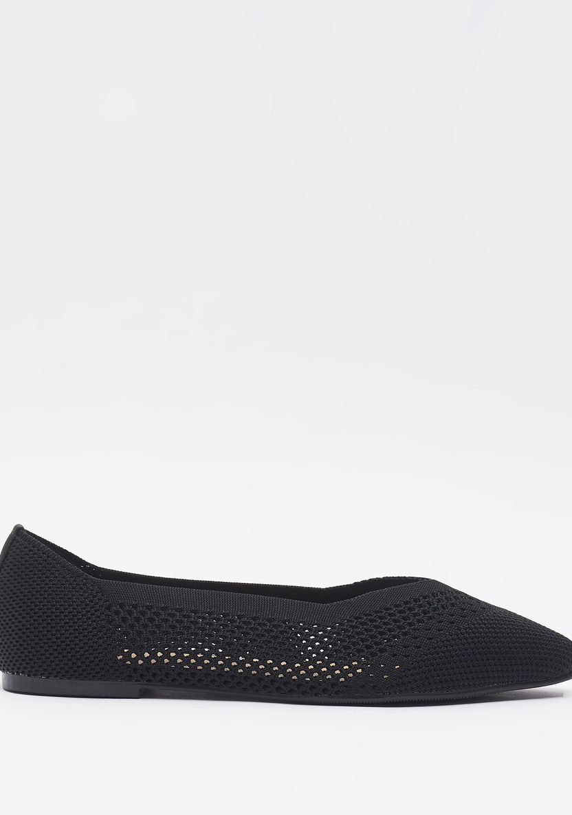 Celeste Women's Textured Pointed Toe Ballerina Shoes-Women%27s Ballerinas-image-0