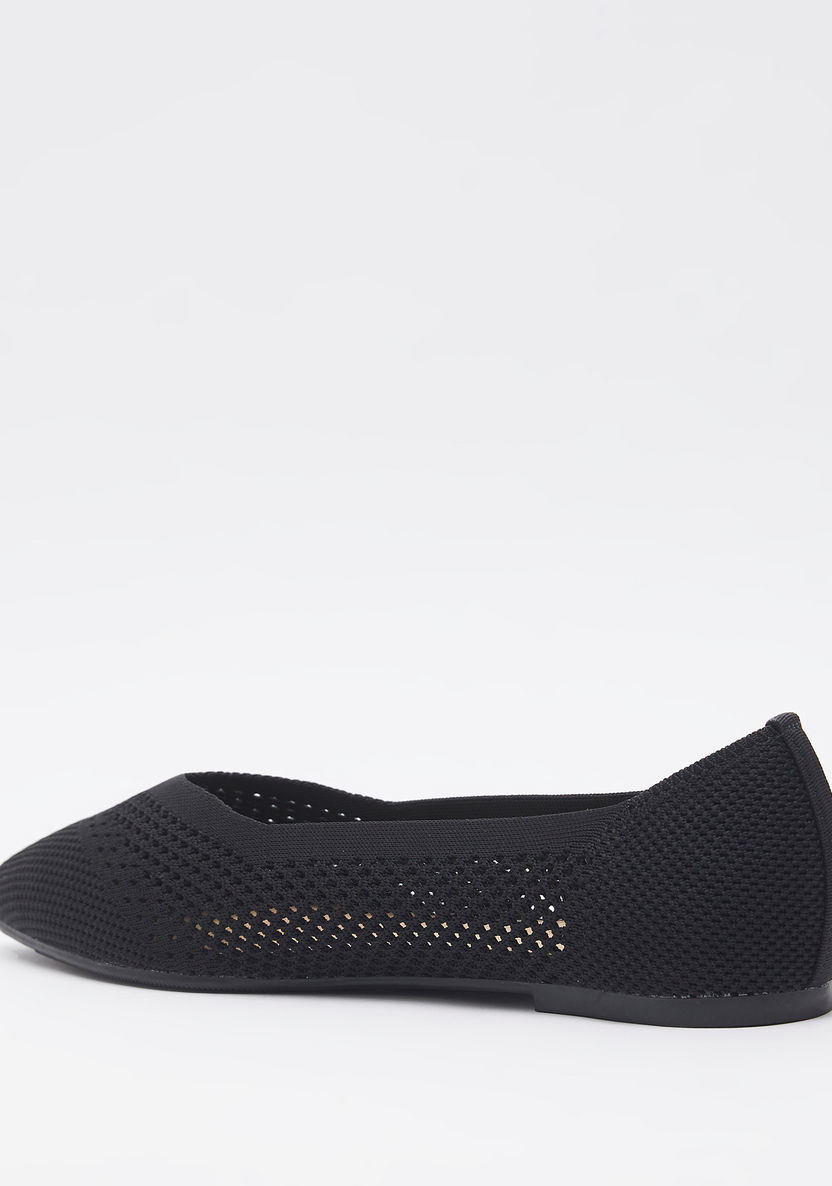 Celeste Women's Textured Pointed Toe Ballerina Shoes-Women%27s Ballerinas-image-2