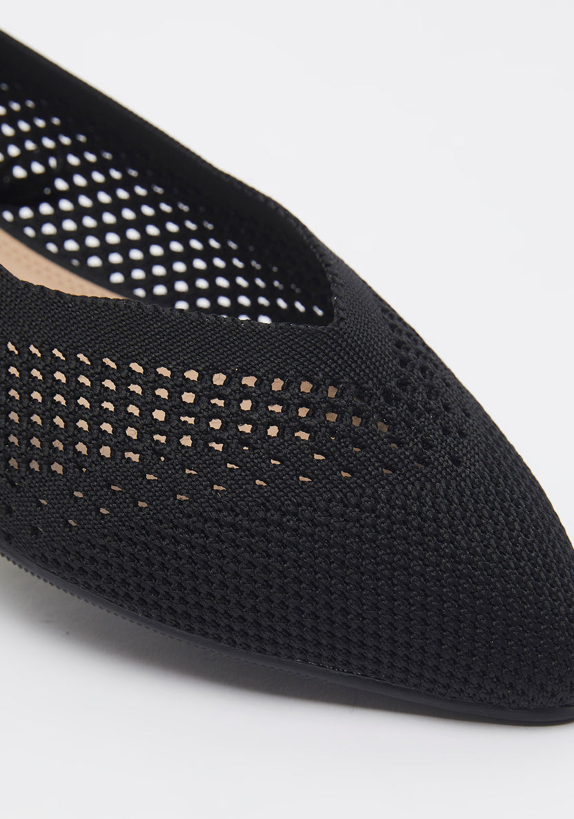 Celeste Women's Textured Pointed Toe Ballerina Shoes-Women%27s Ballerinas-image-3