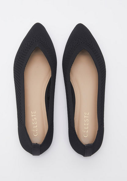 Celeste Women's Textured Pointed Toe Ballerina Shoes