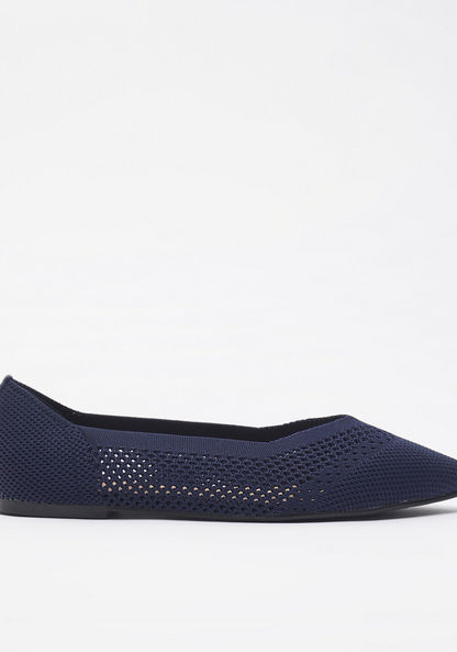Celeste Textured Slip-On Pointed Toe Ballerina Shoes-Women%27s Ballerinas-image-0