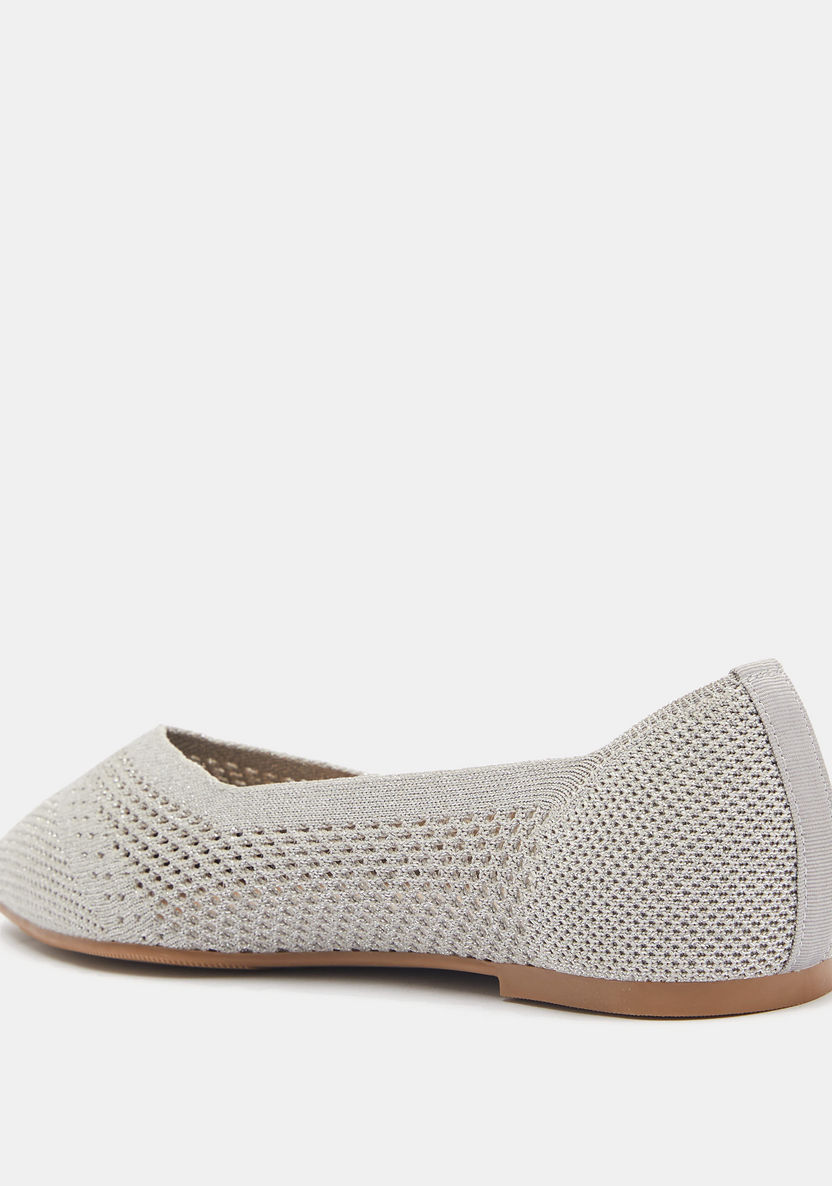 Celeste Textured Slip-On Pointed Toe Ballerina Shoes-Women%27s Ballerinas-image-2