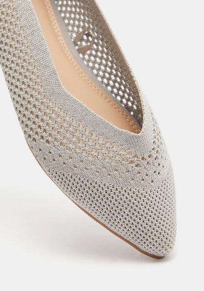 Celeste Textured Slip-On Pointed Toe Ballerina Shoes-Women%27s Ballerinas-image-3