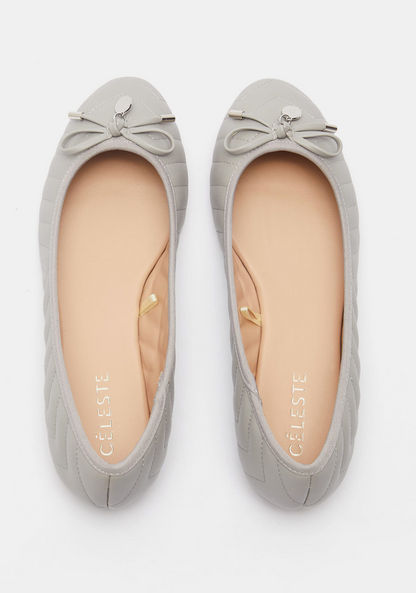 Celeste Slip-On Round Toe Ballerina Shoes with Bow Accent-Women%27s Ballerinas-image-4