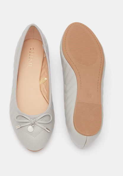 Celeste Slip-On Round Toe Ballerina Shoes with Bow Accent-Women%27s Ballerinas-image-5