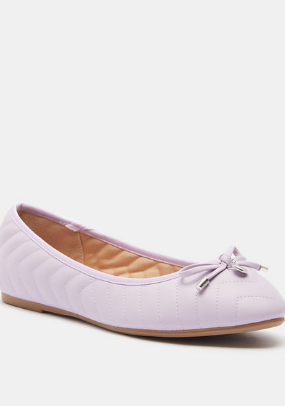 Celeste Slip-On Round Toe Ballerina Shoes with Bow Accent-Women%27s Ballerinas-image-1