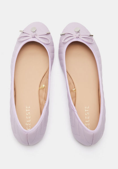 Celeste Slip-On Round Toe Ballerina Shoes with Bow Accent-Women%27s Ballerinas-image-4