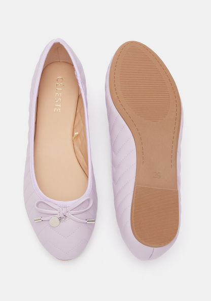 Celeste Slip-On Round Toe Ballerina Shoes with Bow Accent-Women%27s Ballerinas-image-5