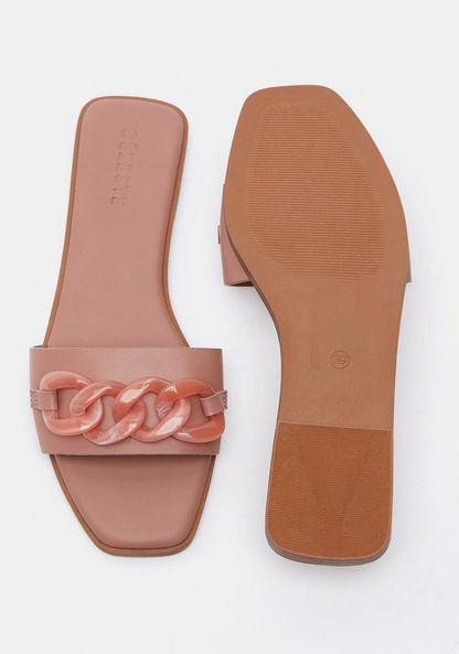 Celeste Flat Sandals with Chain Accent-Women%27s Flat Sandals-image-4