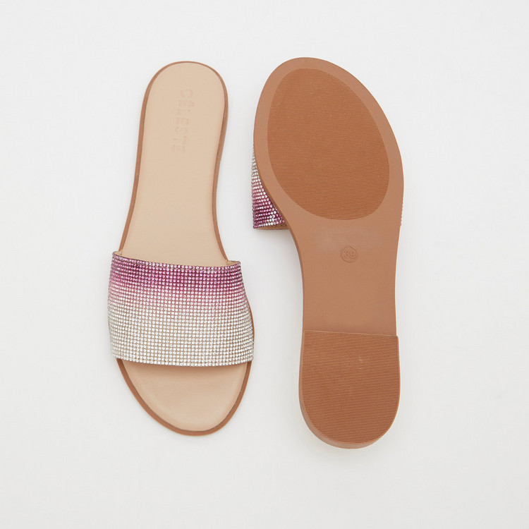 Celeste Women's Embellished Open Toe Slide Sandals