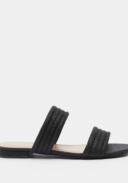 Celeste Women's Glitter Detailed Open Toe Slide Sandals-Women%27s Flat Sandals-image-0
