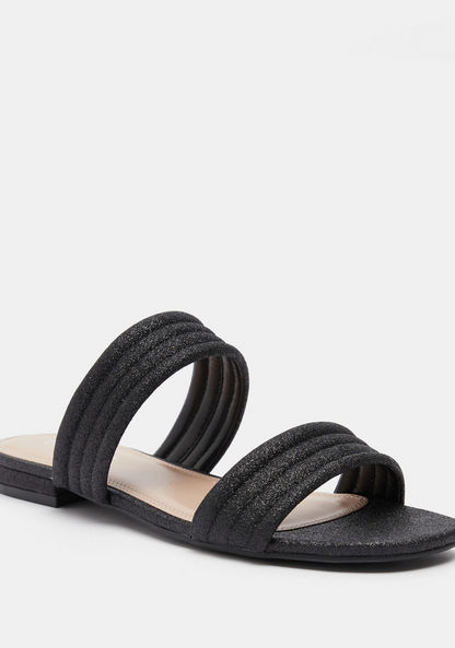 Celeste Women's Glitter Detailed Open Toe Slide Sandals-Women%27s Flat Sandals-image-2