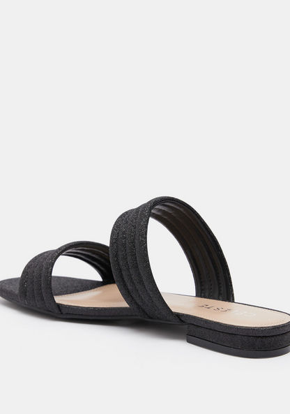 Celeste Women's Glitter Detailed Open Toe Slide Sandals-Women%27s Flat Sandals-image-3