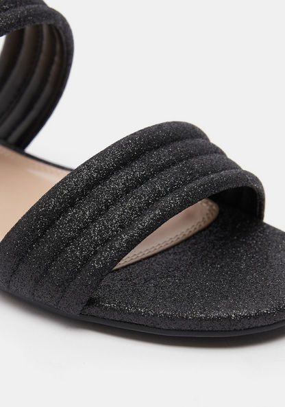 Celeste Women's Glitter Detailed Open Toe Slide Sandals-Women%27s Flat Sandals-image-4