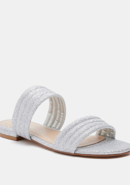 Celeste Women's Glitter Detailed Open Toe Slide Sandals