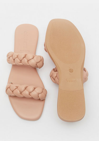 Celeste Women's Open Toe Slide Sandals with Braided Straps-Women%27s Flat Sandals-image-4