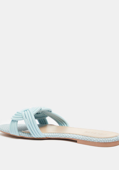 Celeste Women's Textured Slide Sandals with Weave Strap Accent