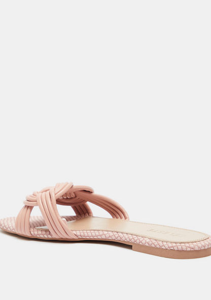 Celeste Women's Textured Slide Sandals with Weave Strap Accent-Women%27s Flat Sandals-image-2
