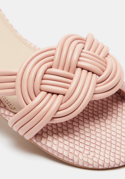 Celeste Women's Textured Slide Sandals with Weave Strap Accent-Women%27s Flat Sandals-image-3