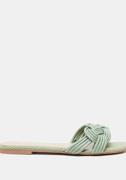 Celeste Women's Textured Slide Sandals with Weave Strap Accent-Women%27s Flat Sandals-image-0