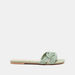 Celeste Women's Textured Slide Sandals with Weave Strap Accent-Women%27s Flat Sandals-thumbnail-0