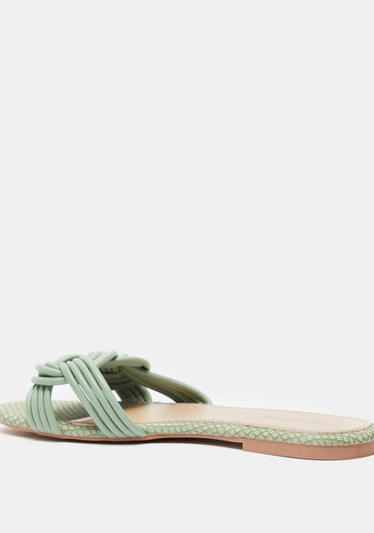 Celeste Women's Textured Slide Sandals with Weave Strap Accent-Women%27s Flat Sandals-image-2