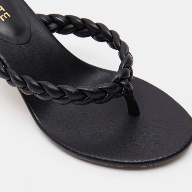Celeste Women's Braid Detail Slip-On Thong Sandals with Stiletto Heels