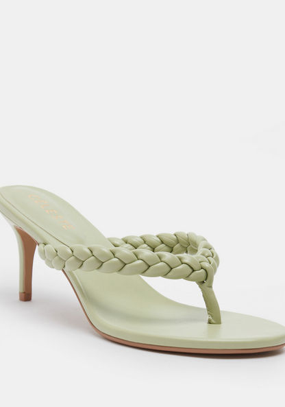 Celeste Women's Braid Detail Slip-On Thong Sandals with Stiletto Heels-Women%27s Heel Sandals-image-2