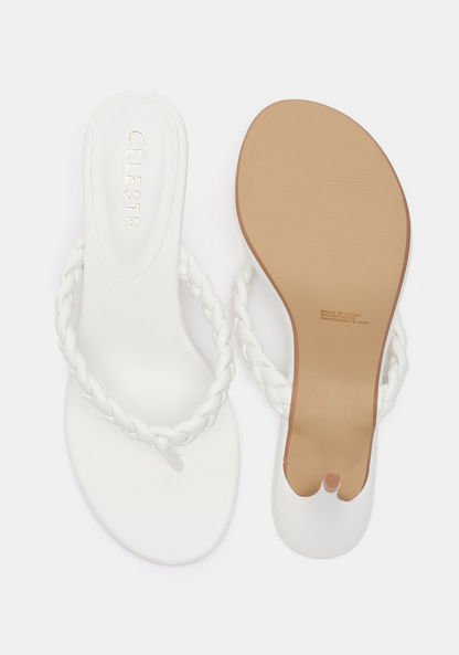 Celeste Women's Braid Detail Slip-On Thong Sandals with Stiletto Heels-Women%27s Heel Sandals-image-5
