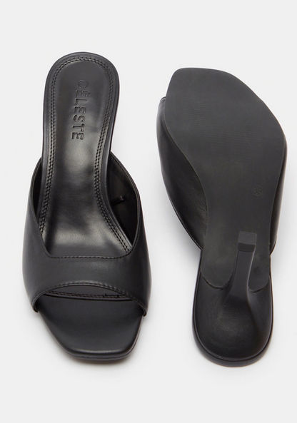 Celeste Solid Slide Sandals with Stiletto Heels-Women%27s Heel Sandals-image-4