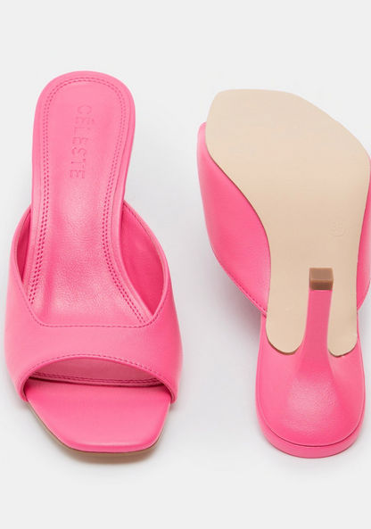 Celeste Solid Slide Sandals with Stiletto Heels-Women%27s Heel Sandals-image-4