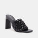 Celeste Women's Weave Detail Open Toe Slip-On Sandals with Block Heels-Women%27s Heel Sandals-thumbnail-1