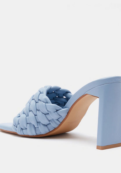 Celeste Women's Weave Detail Open Toe Slip-On Sandals with Block Heels
