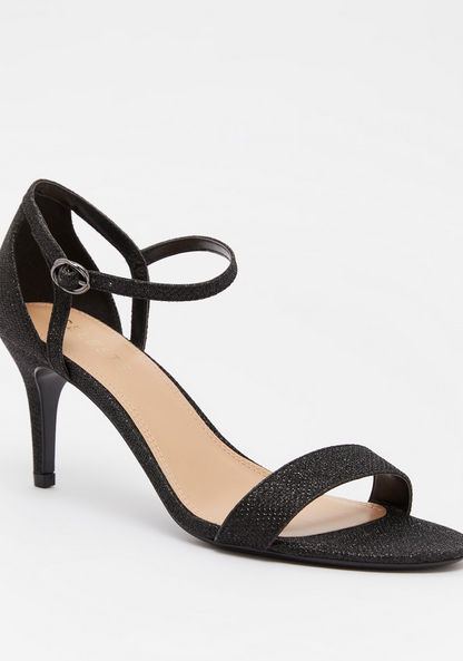 Celeste Open Toe Textured Sandals with Stiletto Heels-Women%27s Heel Sandals-image-1