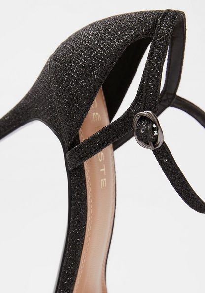 Celeste Open Toe Textured Sandals with Stiletto Heels-Women%27s Heel Sandals-image-3