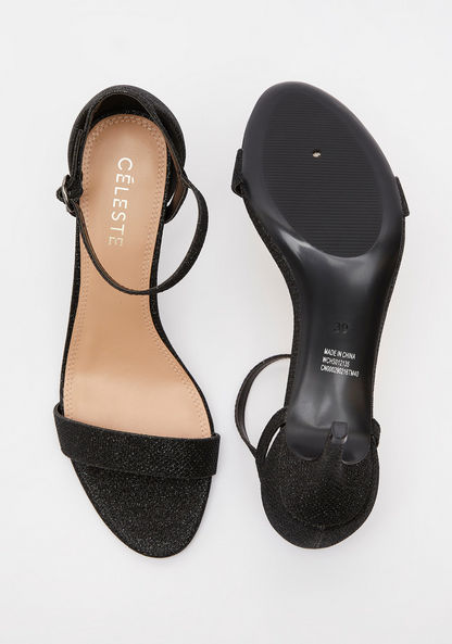 Celeste Open Toe Textured Sandals with Stiletto Heels-Women%27s Heel Sandals-image-4