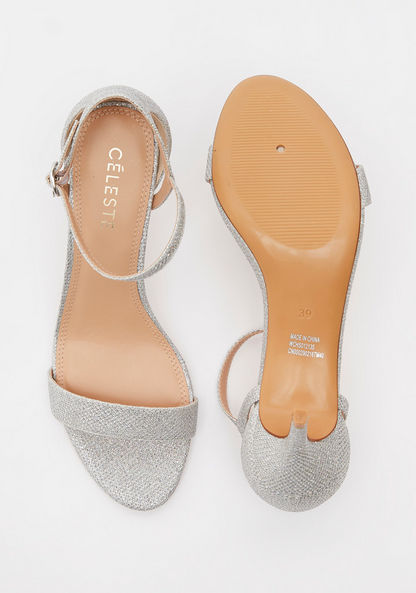 Celeste Open Toe Textured Sandals with Stiletto Heels-Women%27s Heel Sandals-image-4