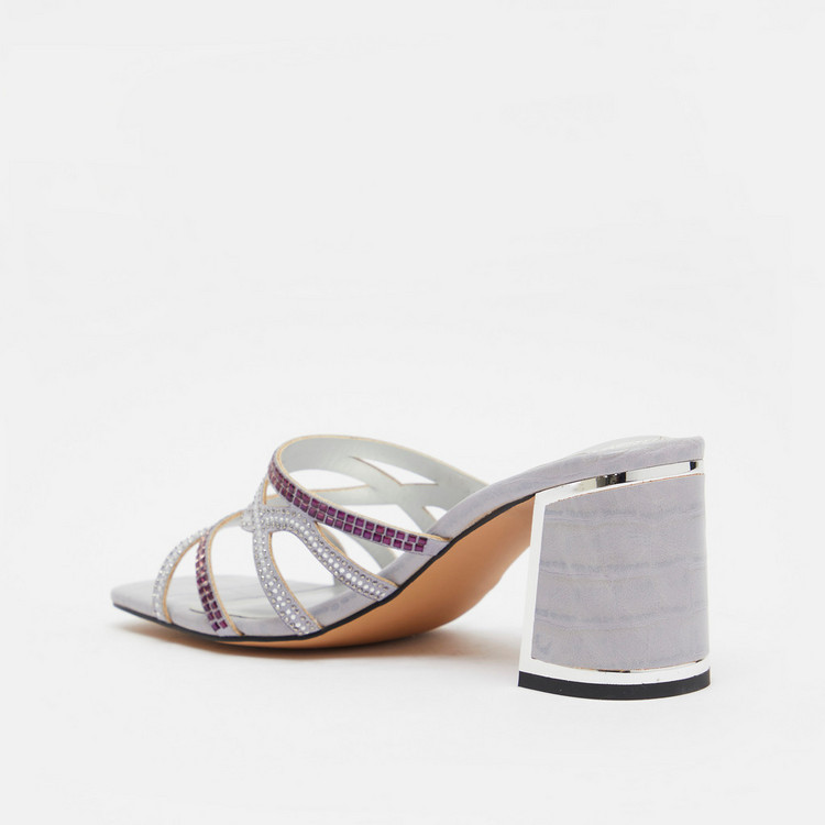Celeste Women's Embellished Slip-On Sandals with Block Heels