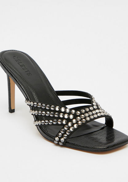 Celeste Women's Embellished Slip-On Sandals with Stiletto Heels-Women%27s Heel Sandals-image-1