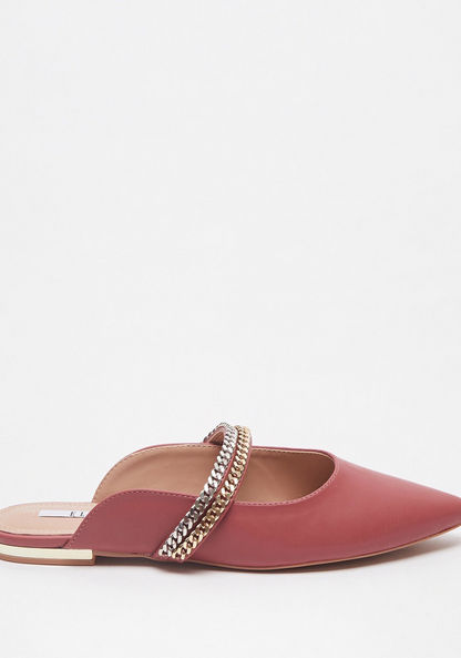 ELLE Women's Chain Accented Slip-On Mules