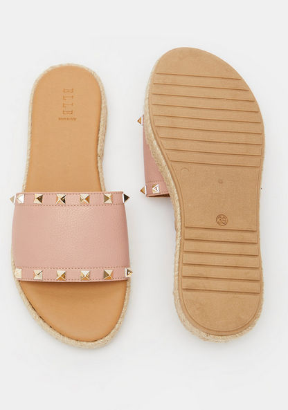 ELLE Women's Studded Open Toe Slide Sandals-Women%27s Flat Sandals-image-4